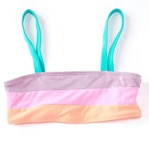 Beach Lingo Sparkle Beach Colorblock Bandeau‎ Top Pink Size 14